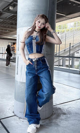 モデル：161cm（着用サイズ：M　着用カラー：BLU）