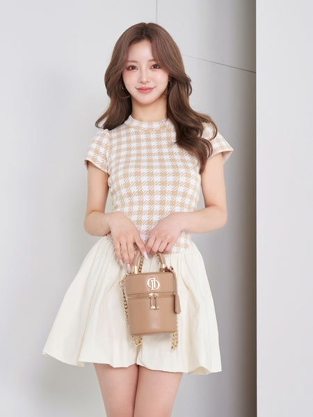Docking Checkered Flare Mini Dress