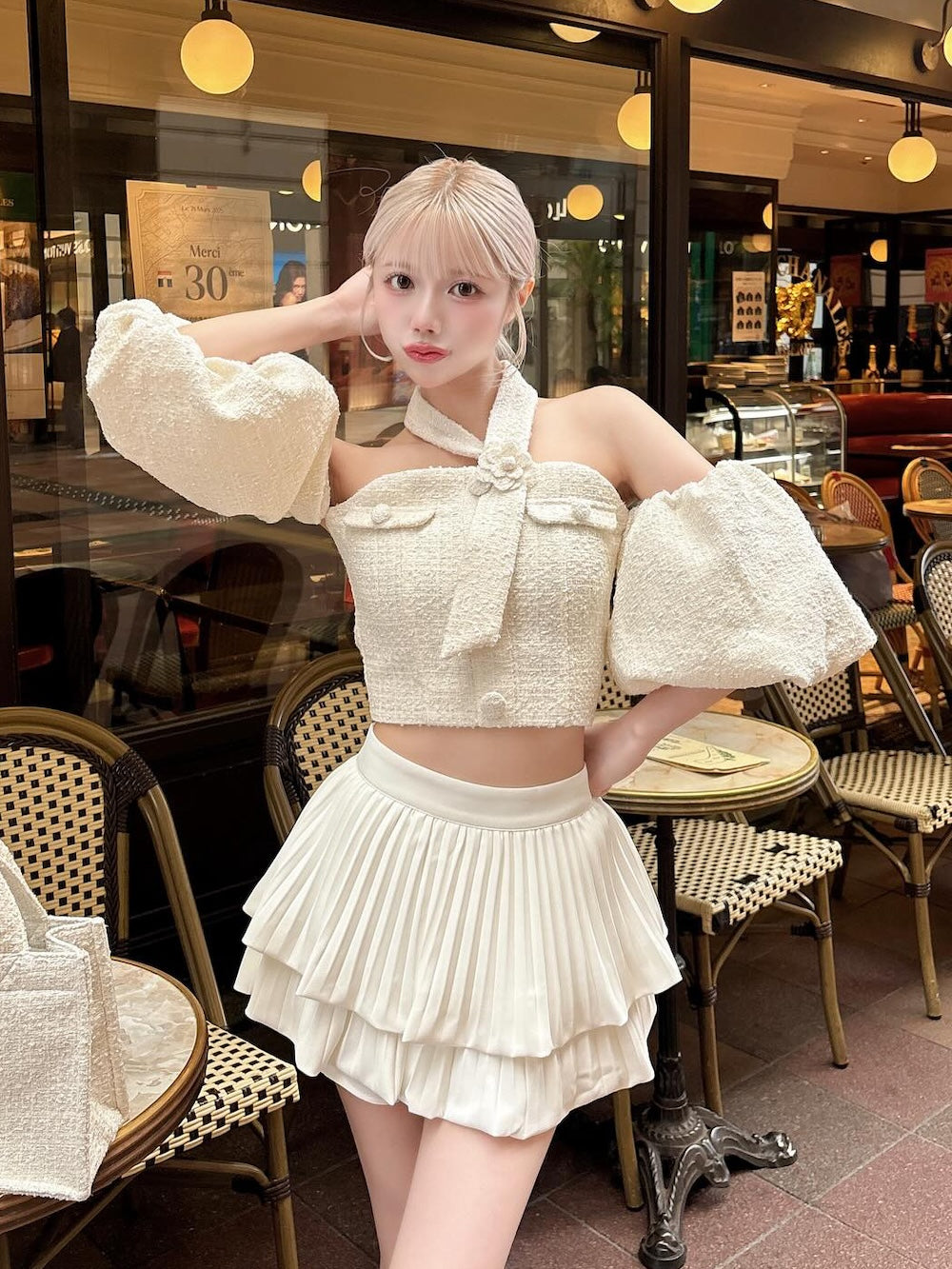 ナロープリーツティアードミニスカート