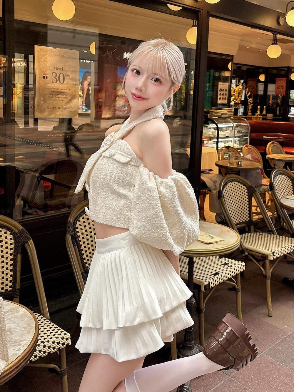 ナロープリーツティアードミニスカート