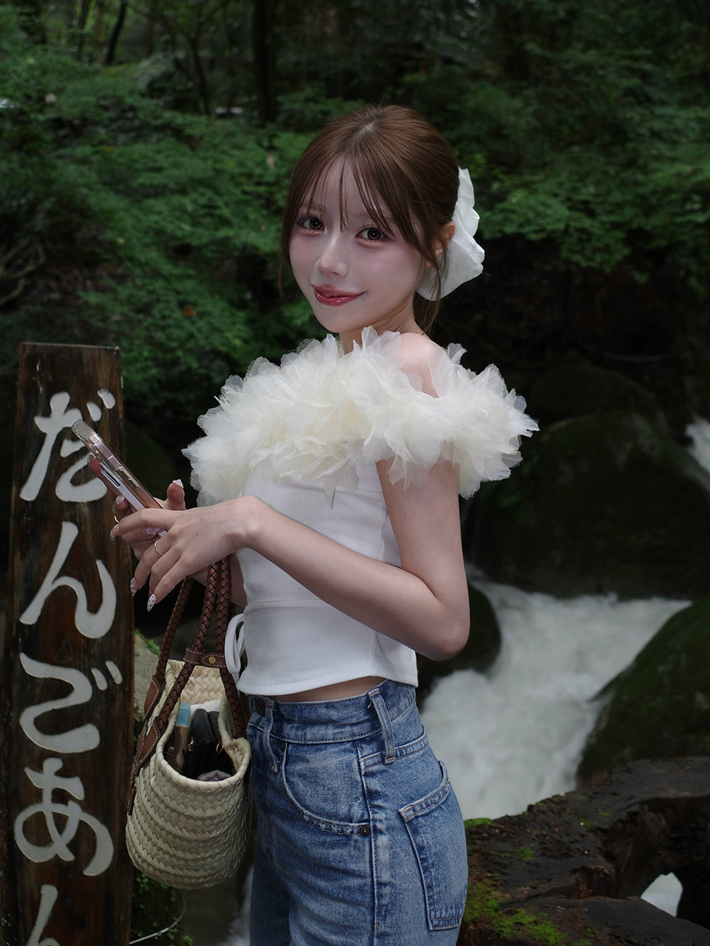 モデル：155cm（着用サイズ：FREE　着用カラー：WHT）