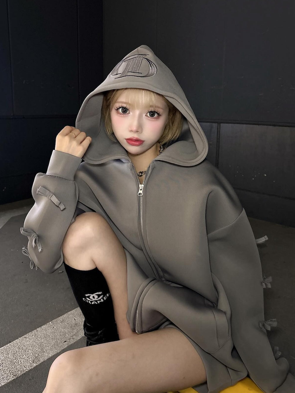 モデル：155cm（着用サイズ：FREE　着用カラー：GRY）