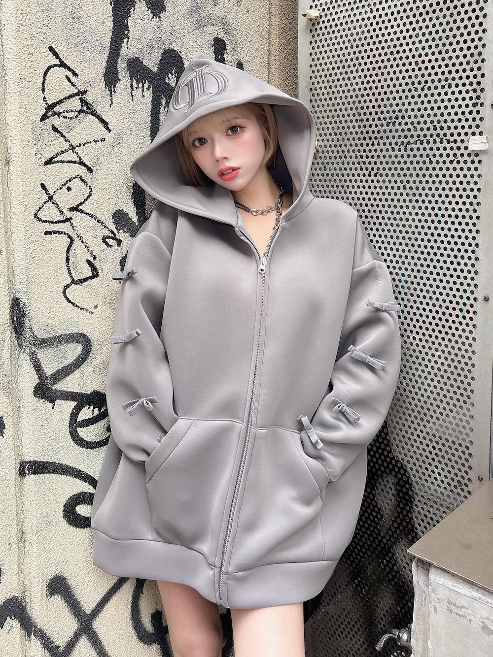 モデル：155cm（着用サイズ：FREE　着用カラー：GRY）