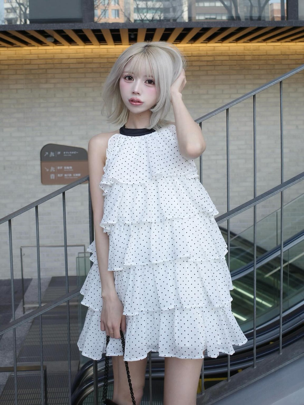 ボリュームフリルシフォンミニワンピース – Darich