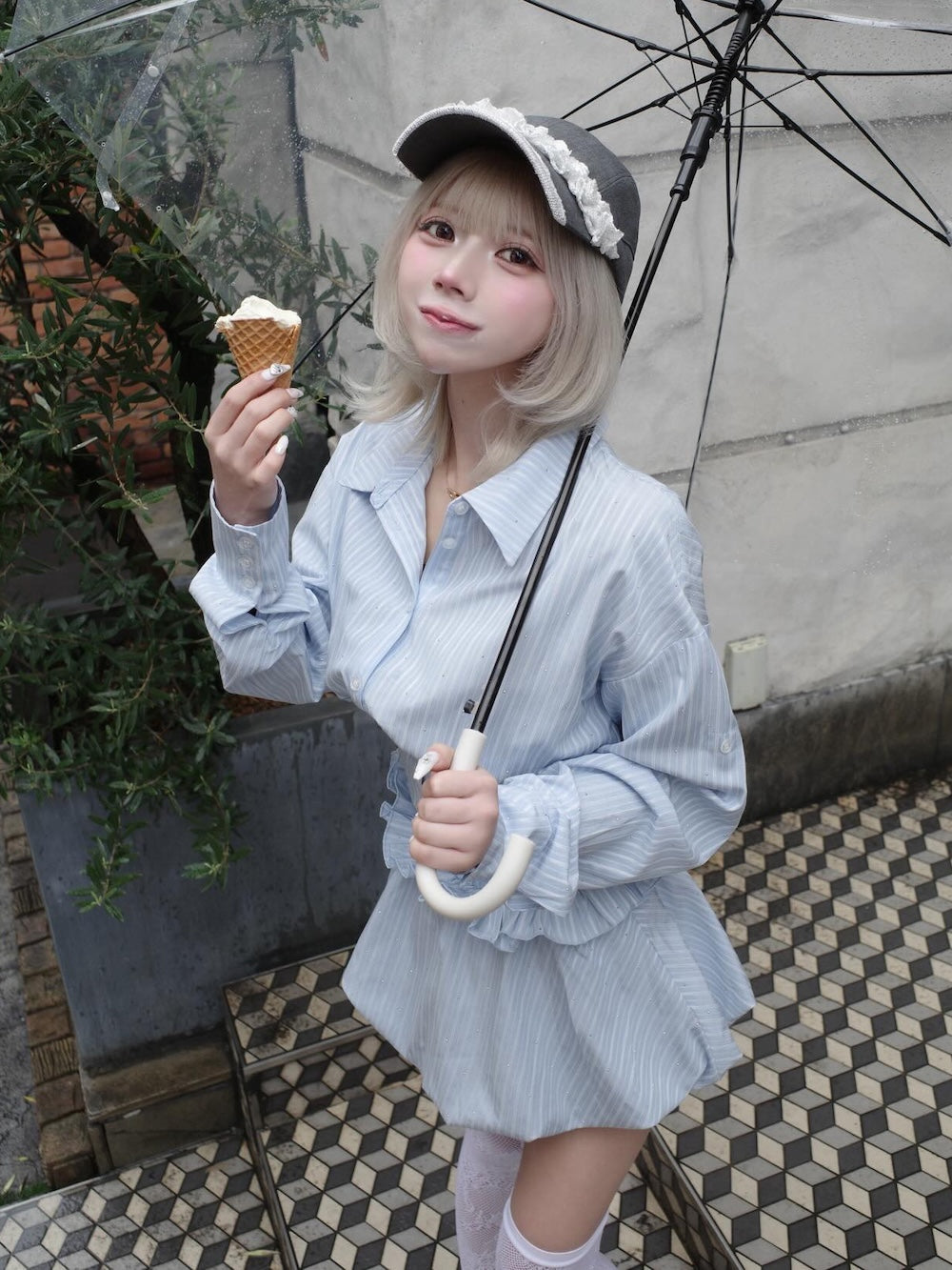 ビジューシャツバルーンミニセットアップ – Darich