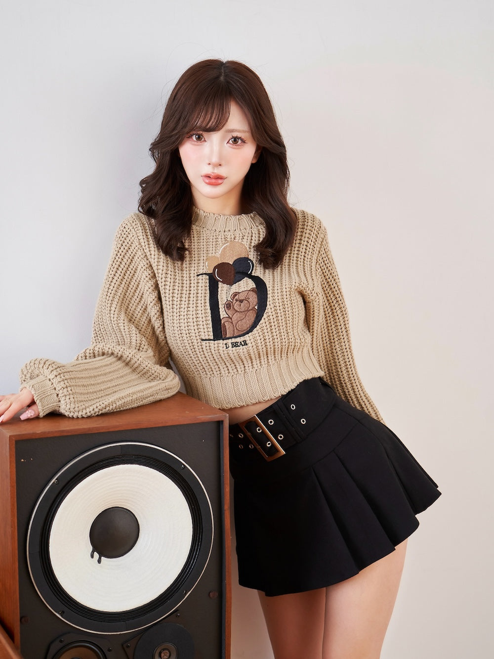 ハトメベルトプリーツミニスカート