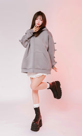 モデル：158cm（着用サイズ：FREE　着用カラー：GRY）