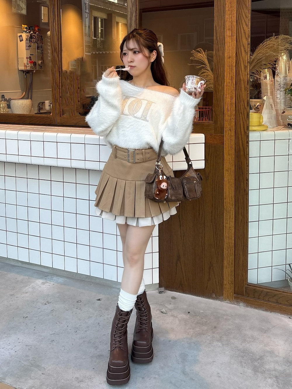 ダブルプリーツミニスカート
