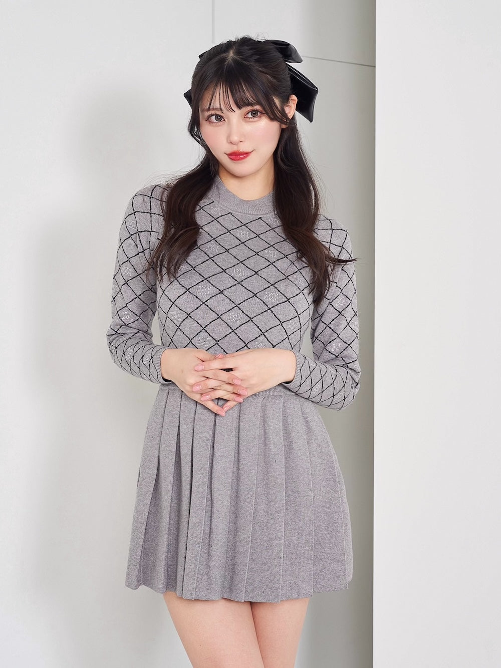 ダイヤロゴニットミニワンピース - gry