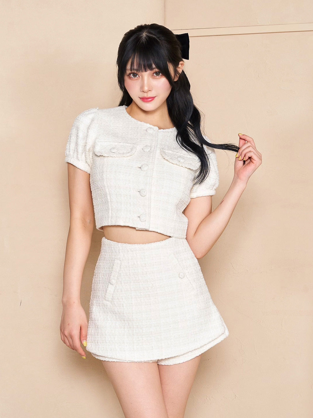 darich パフスリーブオフショルツイードトップス パフスリーブオフショルツイードトップス – Darich (ダーリッチ)