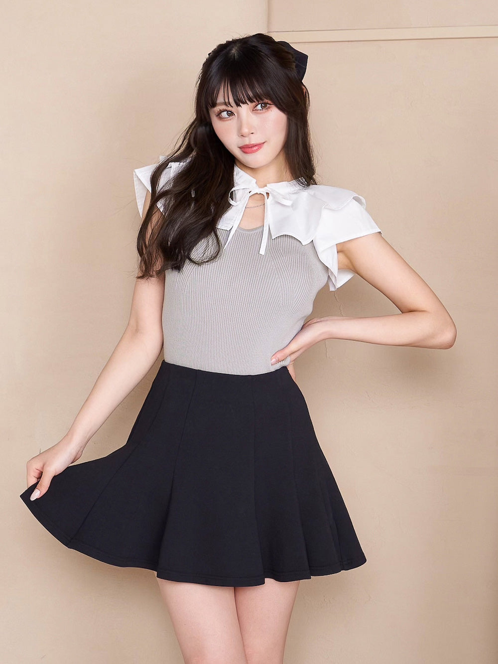 モデル：164cm（着用サイズ：FREE　着用カラー：GRY）