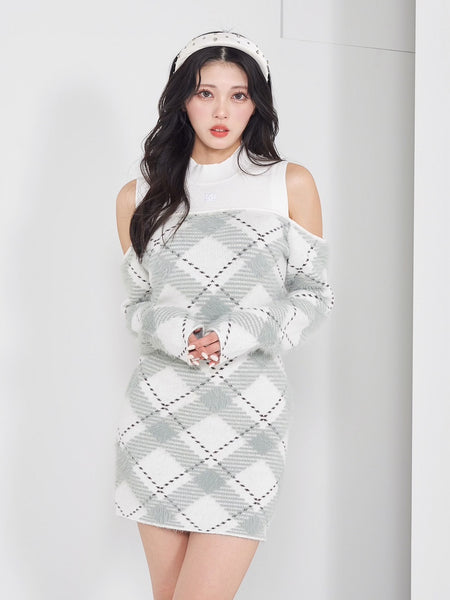Shaggy Plaid Mini Dress