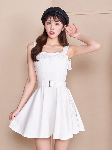 Volume Flare Denim Mini Dress
