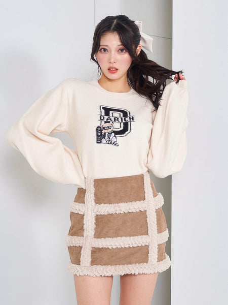 D Bear Jacquard Knit Top