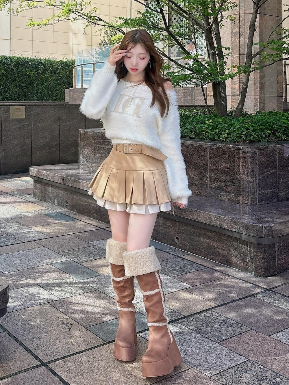 ダブルプリーツミニスカート
