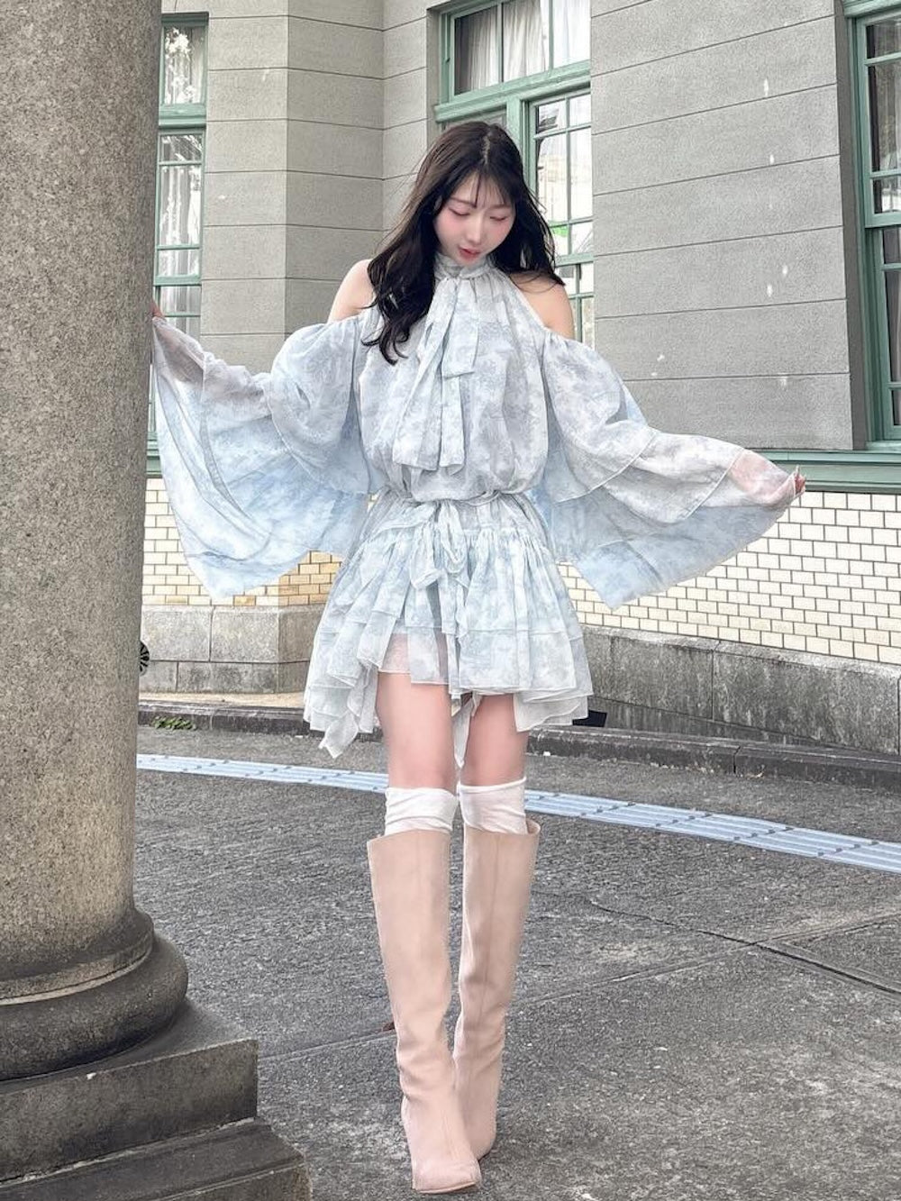 トワルドジュイシフォンフリルミニワンピース