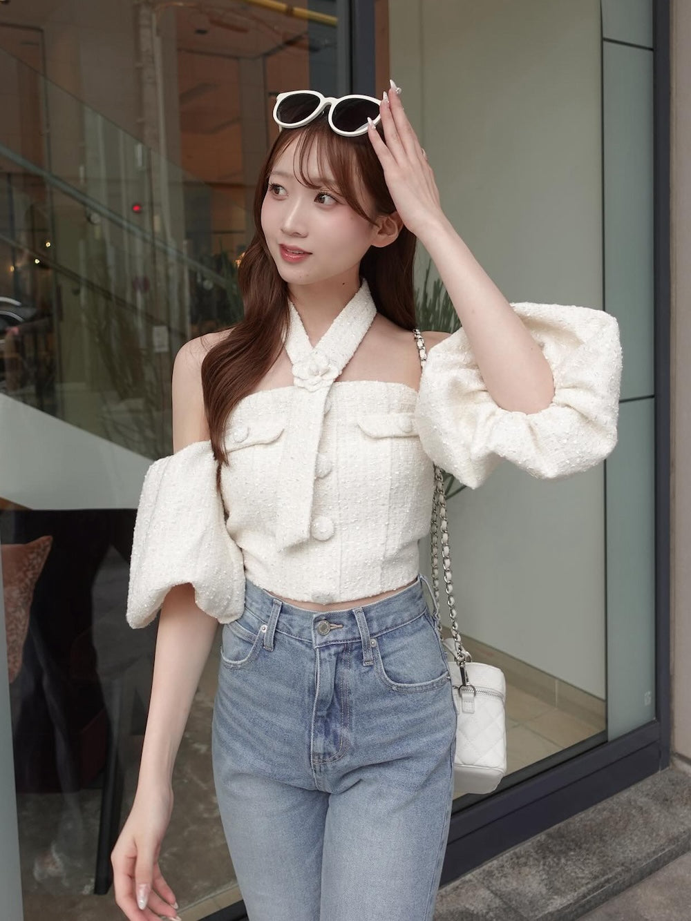 モデル：160cm（着用サイズ：FREE　着用カラー：WHT）