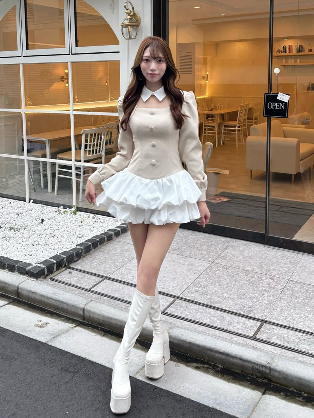モデル：165cm（着用サイズ：FREE　着用カラー：BEG）