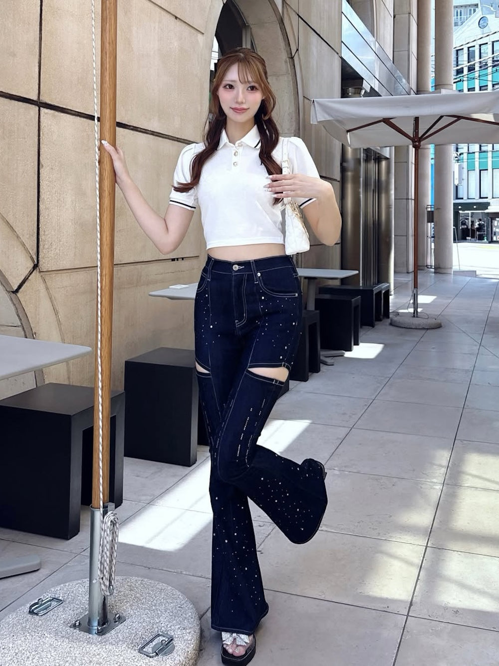 モデル：165cm（着用サイズ：FREE　着用カラー：WHT）