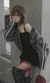 モデル：161cm（着用サイズ：FREE　着用カラー：BLK）