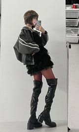 モデル：161cm（着用サイズ：FREE　着用カラー：BLK）