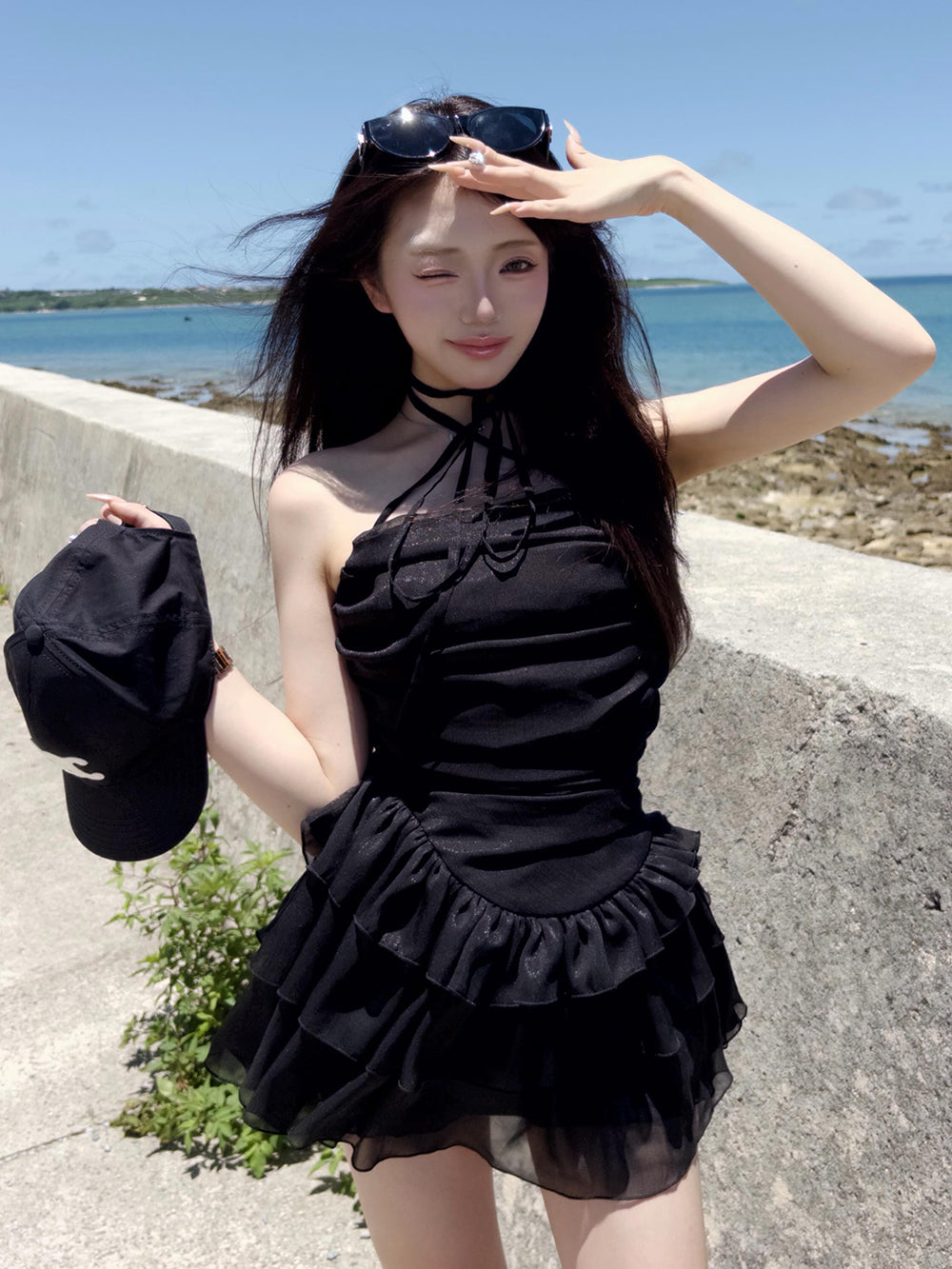 モデル：158cm（着用サイズ：FREE　着用カラー：BLK）