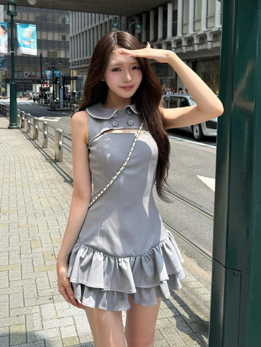 モデル：158cm（着用サイズ：FREE　着用カラー：GRY）