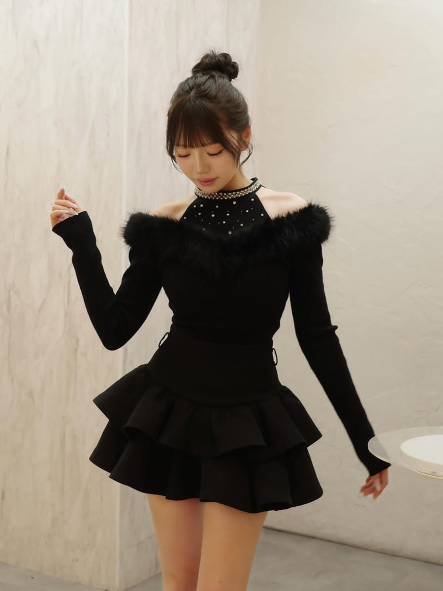 モデル：158cm（着用サイズ：FREE　着用カラー：BLK）
