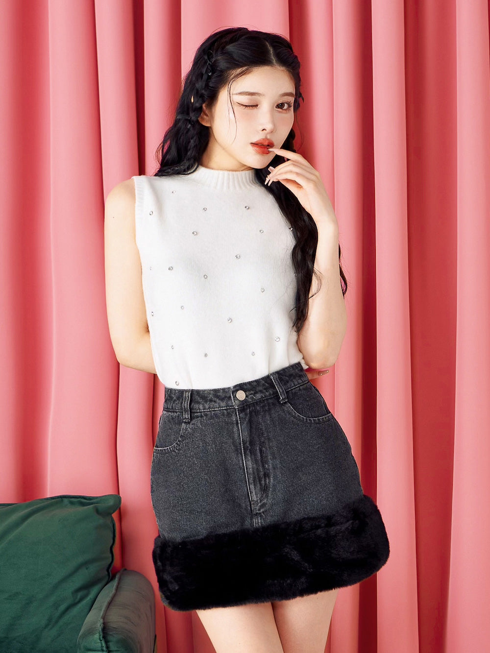 ビジューノースリニットトップス – Darich (ダーリッチ)