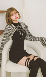 モデル：160cm（着用サイズ：FREE　着用カラー：BLK）