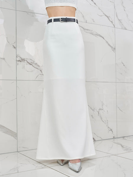 High-waisted Belted Maxi Skirt