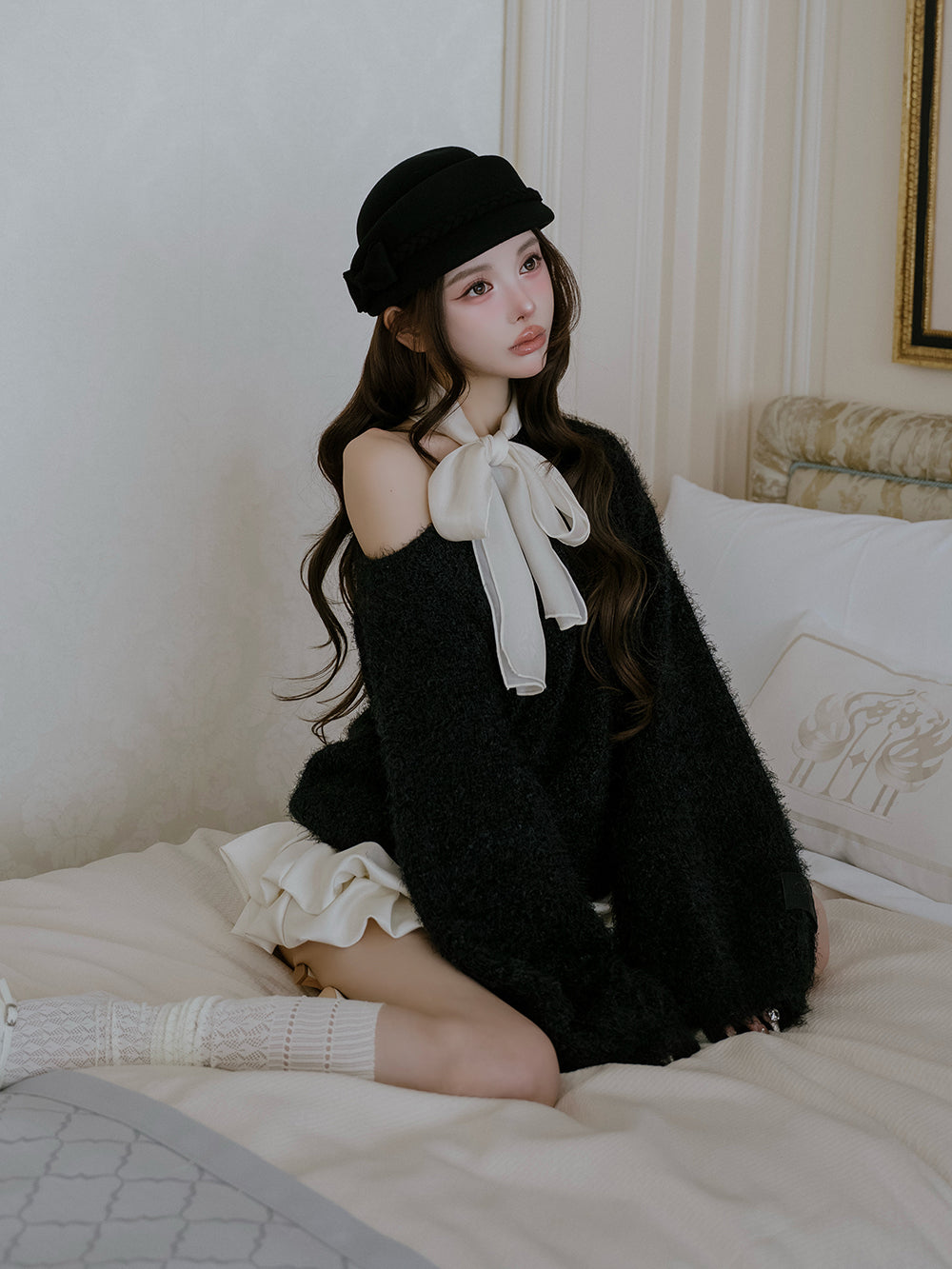 モデル：160cm（着用サイズ：FREE　着用カラー：BLK）