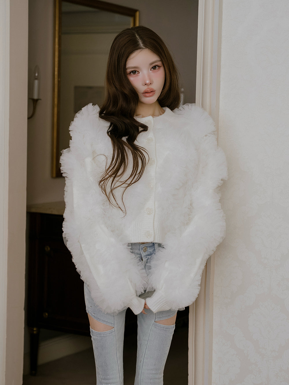 モデル：160cm（着用サイズ：FREE　着用カラー：WHT）