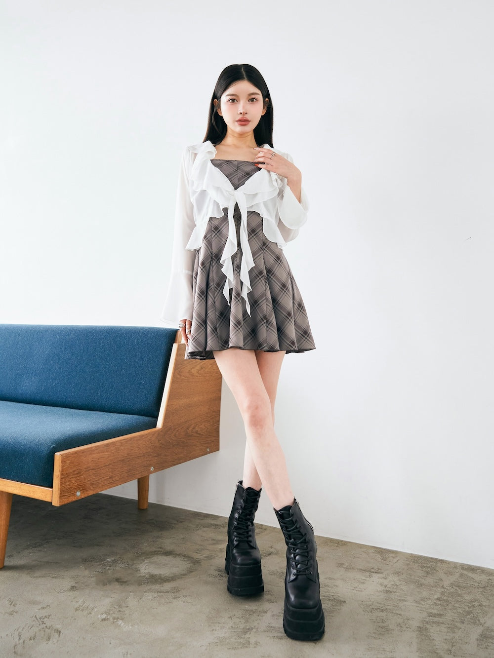 チェックホルターリボンベアミニワンピース – Darich (ダーリッチ)