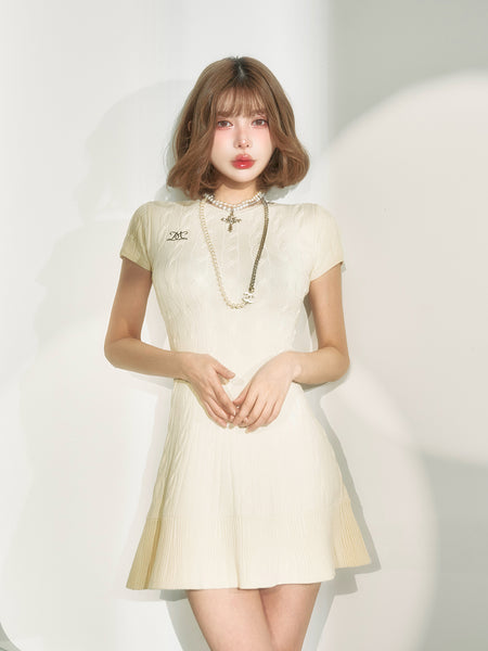 Logo Cable Knit Mini Dress