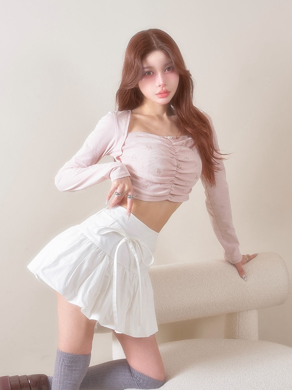 モデル：160cm（着用サイズ：FREE　着用カラー：WHT）