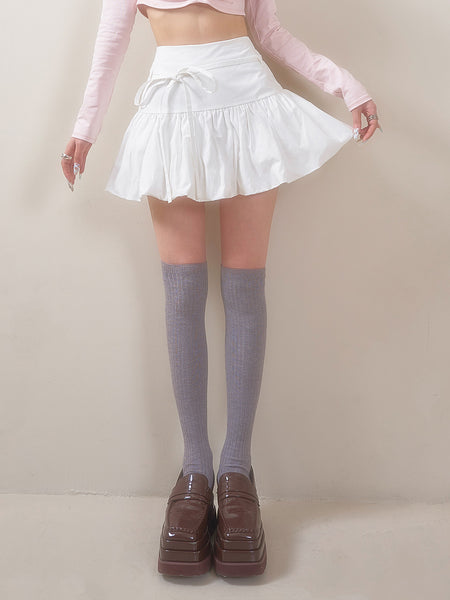 Waist Ribbon Balloon Mini Skirt