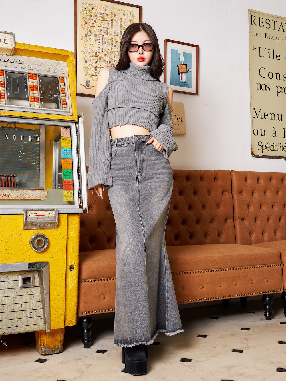 モデル：160cm（着用サイズ：FREE　着用カラー：GRY）