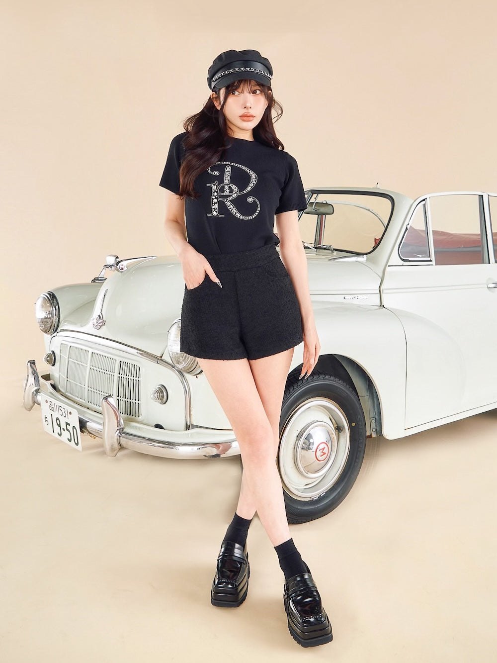 Darich ブラック ビジューリブニットトップス Darich ダーリッチ DR ビジュー リブ ニット トップス BLK