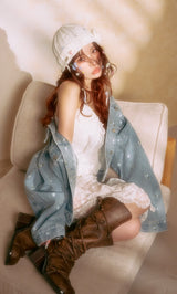 モデル：160cm（着用サイズ：FREE　着用カラー：I-BLU）