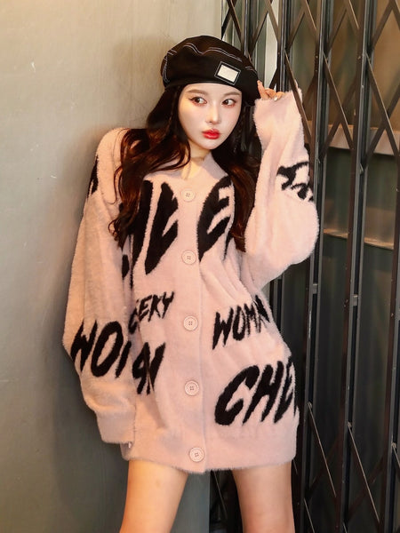 Graphic Jacquard Knit Cardigan