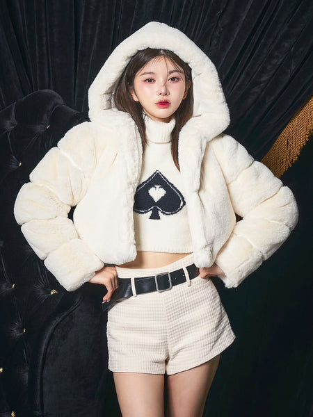 Quilted Voluminous Faux Fur Short Coat