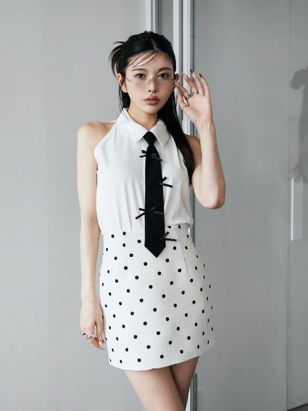 Ribbon Tie Sleeveless Blouse