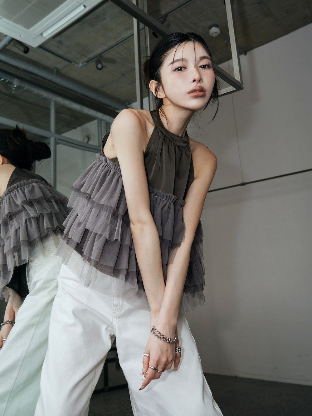 モデル：160cm（着用サイズ：FREE　着用カラー：GRY）