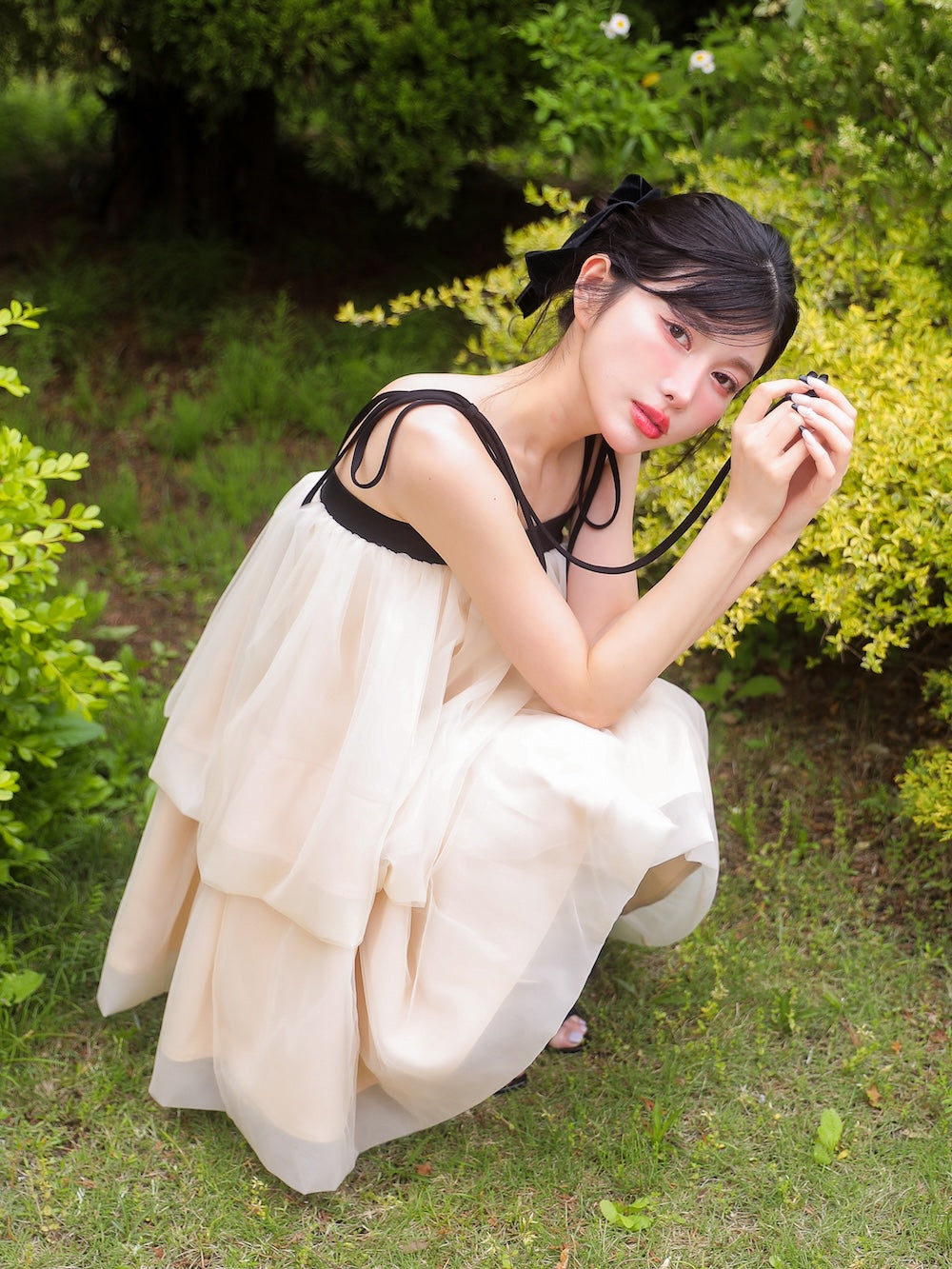バイカラーボリュームチュールチュニック – Darich