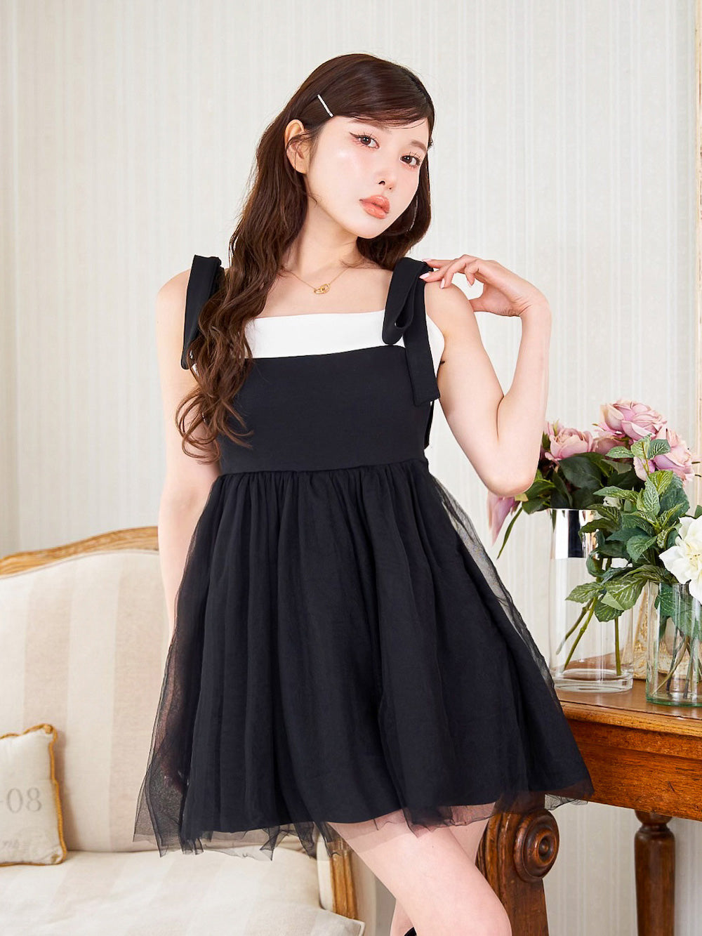 モデル：160cm（着用サイズ：　着用カラー：BLK）