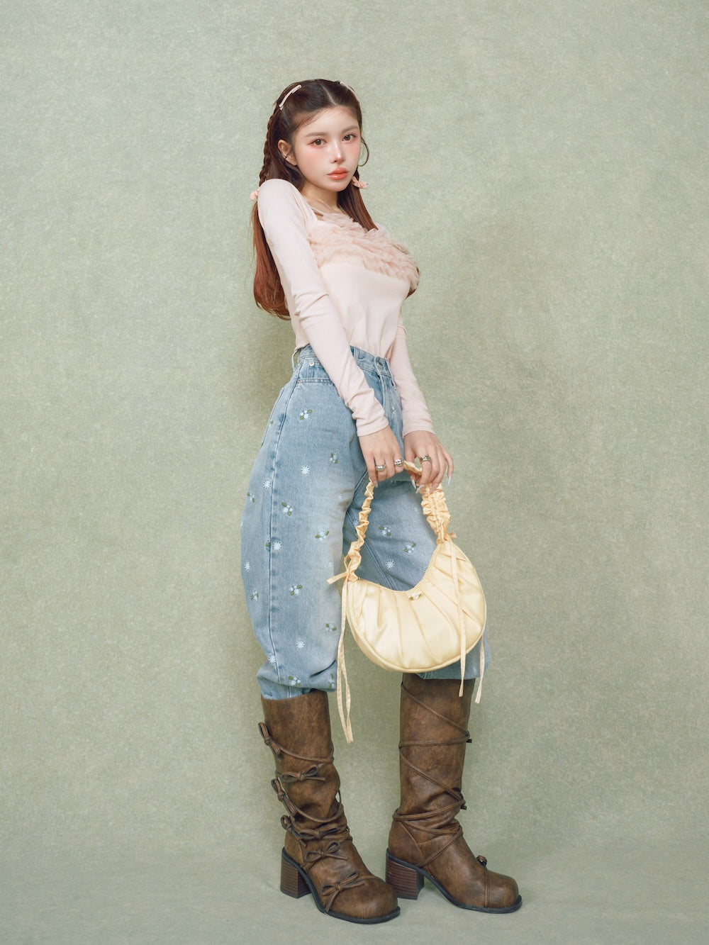 Darich スプリングフラワーデニムパンツ I-BLU M スプリングフラワーデニムパンツ – Darich