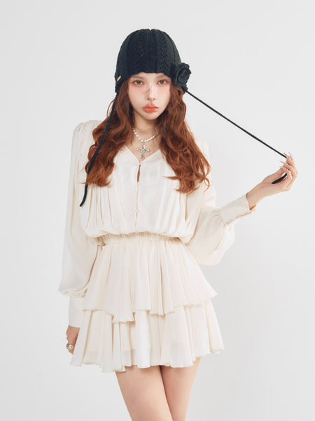 Fluffy Frill Mini Dress