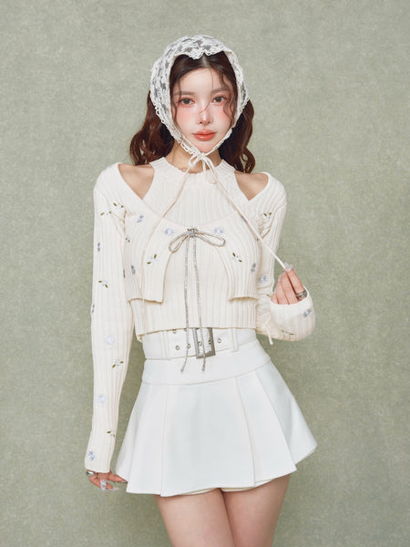 Sparkle Ribbon Ensemble Knit Top