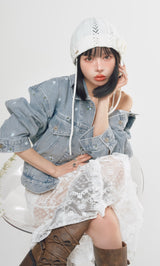 モデル：160cm（着用サイズ：FREE　着用カラー：I-BLU）